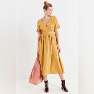 Urban Outfitters Linen Gabrielle wrap dress with pockets.